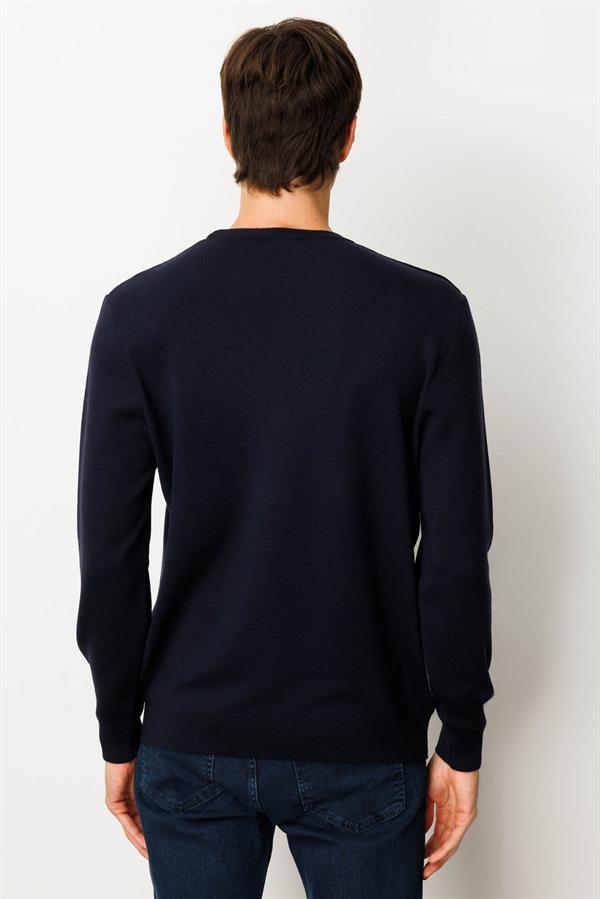 Erkek Polo Yaka Çelik Örgü Yün Kazak K.Lacivert