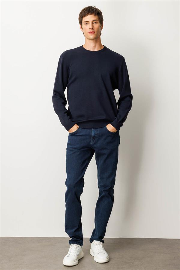 Erkek Polo Yaka Çelik Örgü Yün Kazak K.Lacivert