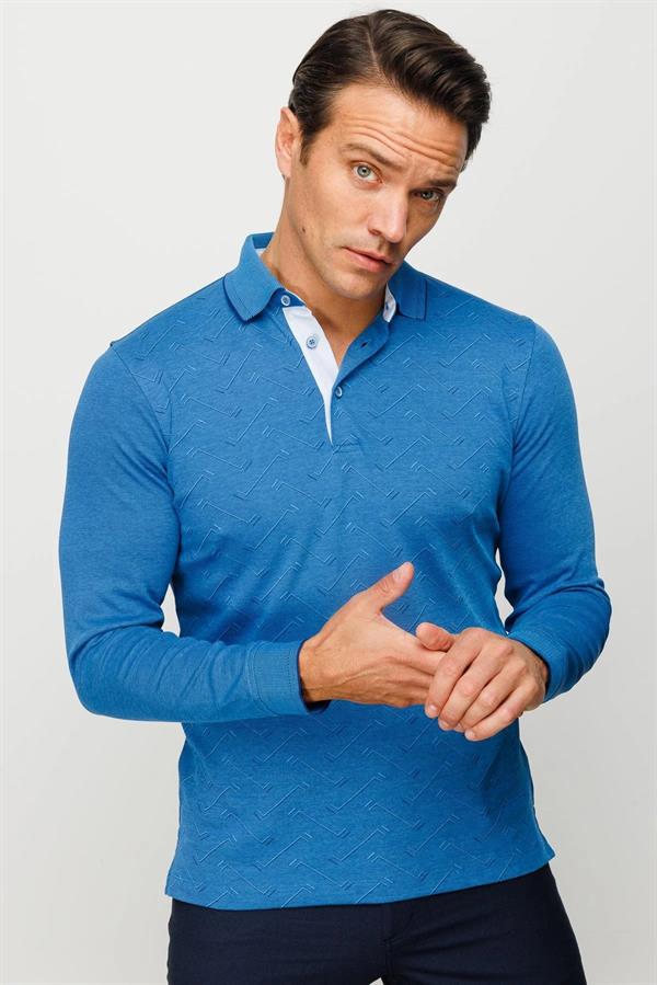 Мужская толстовка с длинным рукавом и воротником-поло с рисунком