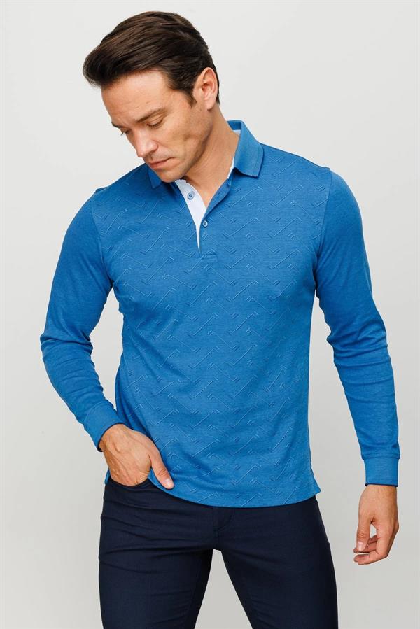 Мужская толстовка с длинным рукавом и воротником-поло с рисунком