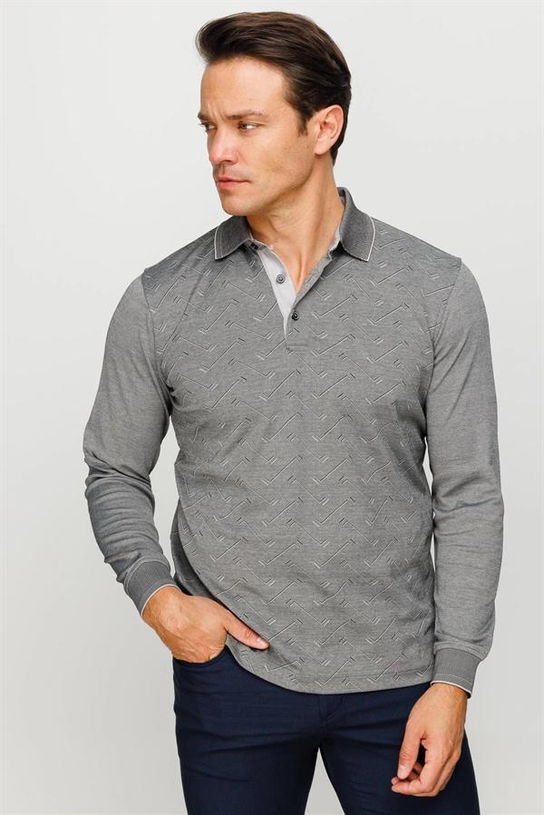 Мужская толстовка с длинным рукавом и воротником-поло с рисунком