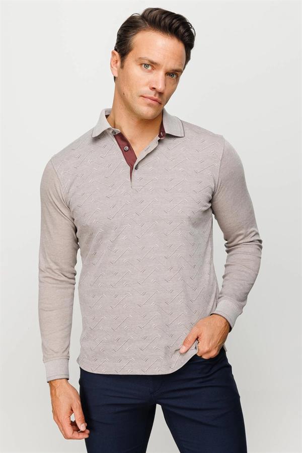 Мужская толстовка с длинным рукавом и воротником-поло с рисунком