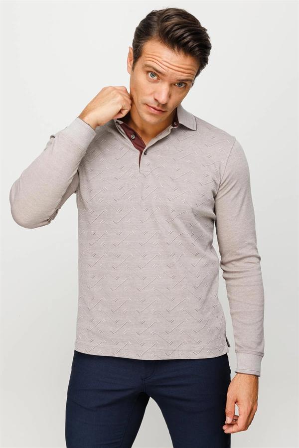 Мужская толстовка с длинным рукавом и воротником-поло с рисунком