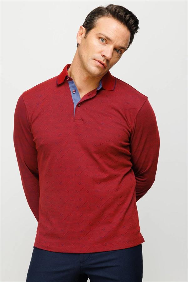 Мужская толстовка с длинным рукавом и воротником-поло с рисунком