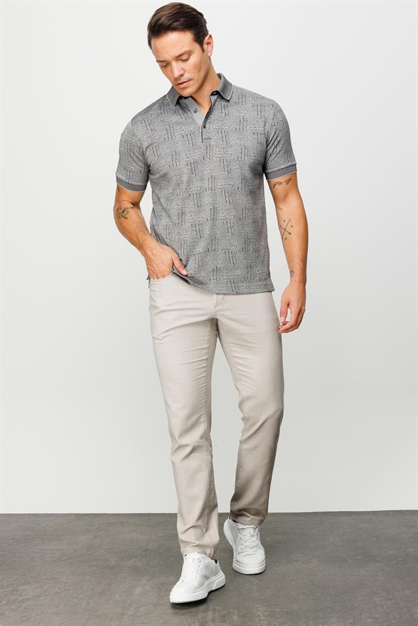 Мужская жаккардовая футболка поло с коротким рукавом черная 