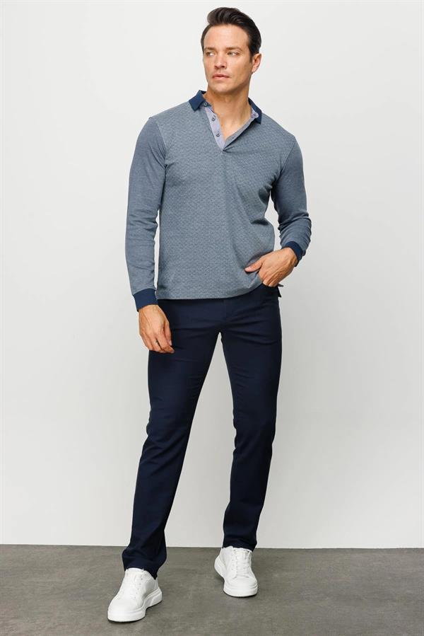 Мужская толстовка с жаккардовым узором и воротником-поло