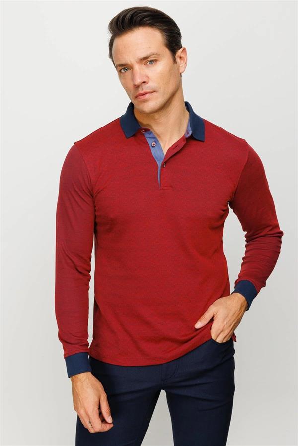 Мужская толстовка с жаккардовым узором и воротником-поло