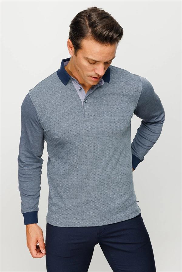 Мужская толстовка с жаккардовым узором и воротником-поло