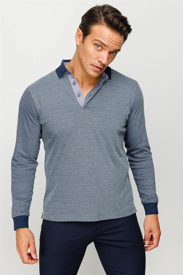 Мужская толстовка с жаккардовым узором и воротником-поло