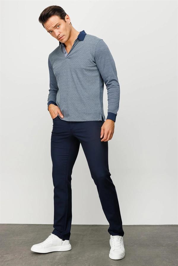 Мужская толстовка с жаккардовым узором и воротником-поло