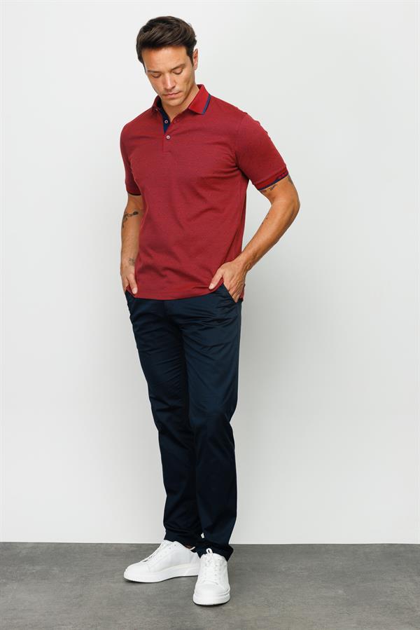 Мужская жаккардовая футболка поло бордовая