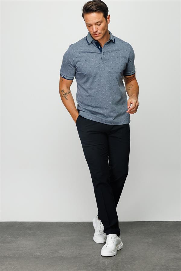 Мужская жаккардовая футболка поло темно серая
