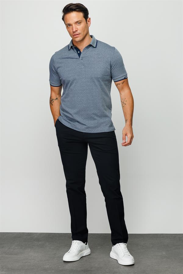 Мужская жаккардовая футболка поло темно серая