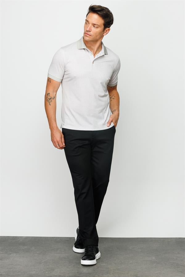 Мужская льняная футболка поло с принтом бежевая