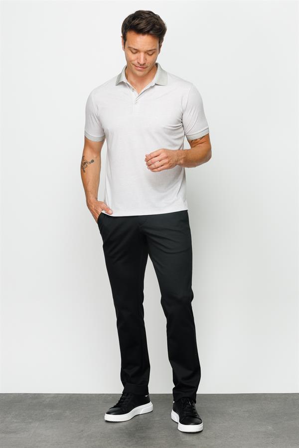 Мужская льняная футболка поло с принтом бежевая