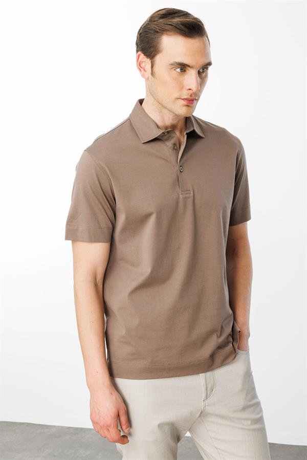 Erkek Polo Yaka Merserize T-shirt A.Kahve