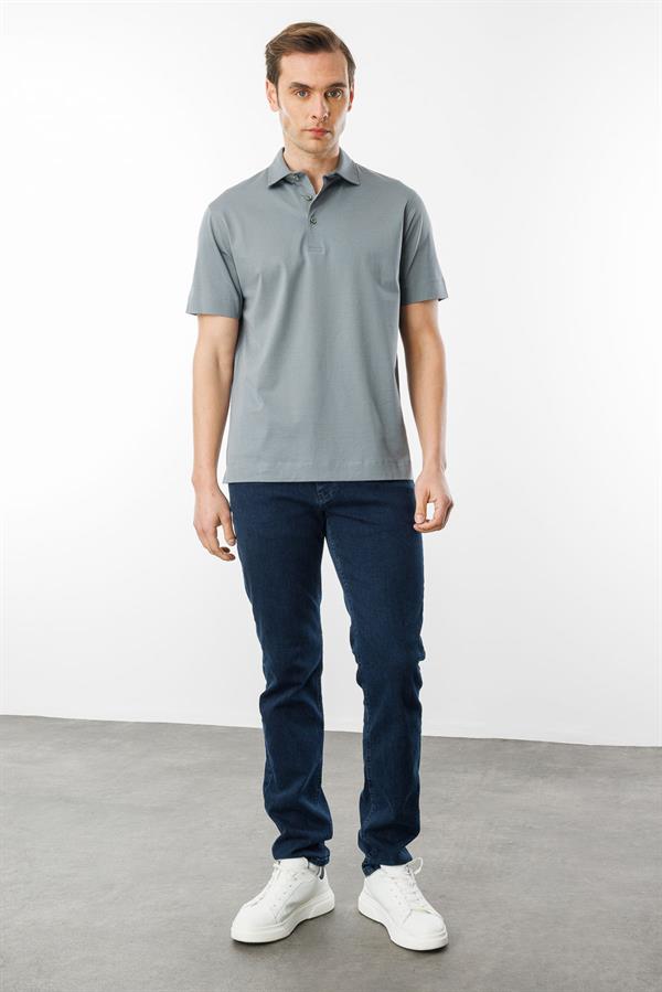 Erkek Polo Yaka Merserize T-shirt A.Gri