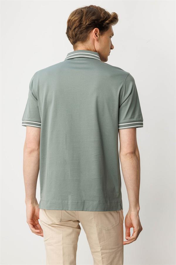 Erkek Polo Yaka Merserize T-shirt A.Yeşil
