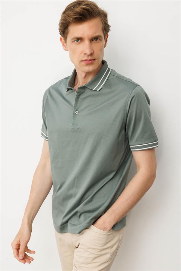 Erkek Polo Yaka Merserize T-shirt A.Yeşil