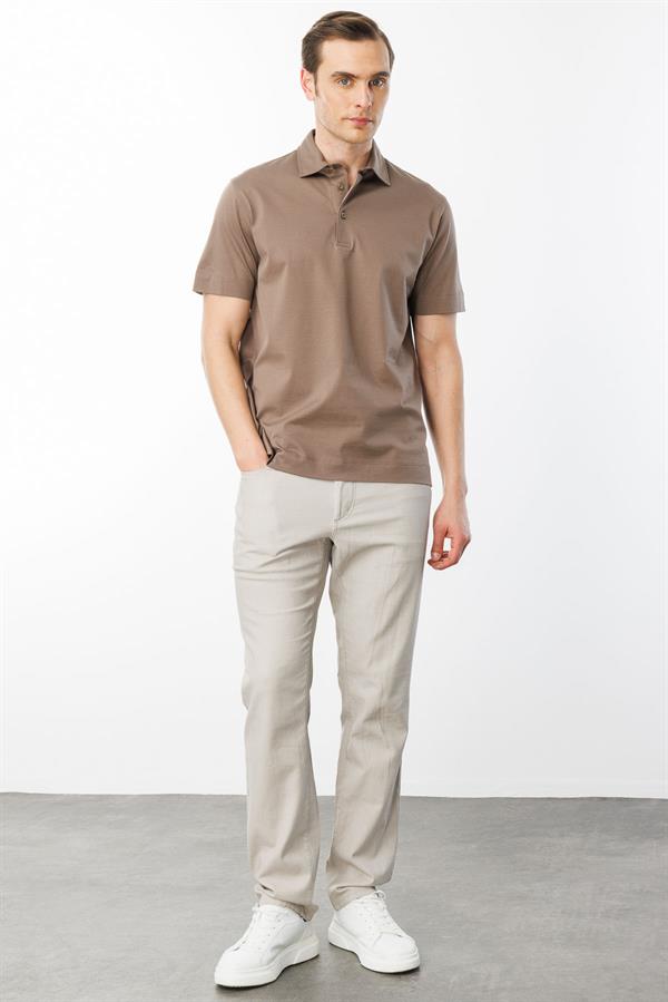 Erkek Polo Yaka Merserize T-shirt A.Kahve