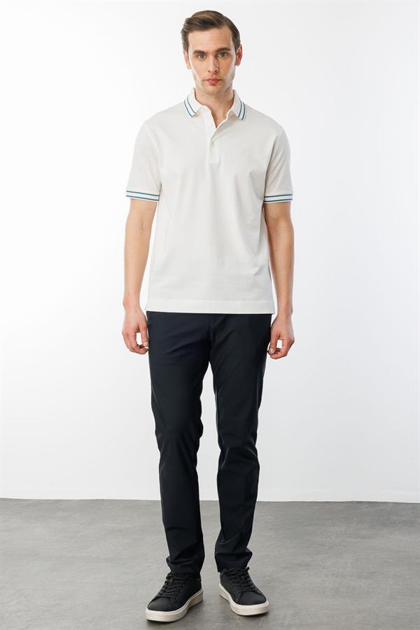 Erkek Polo Yaka Merserize T-shirt Beyaz