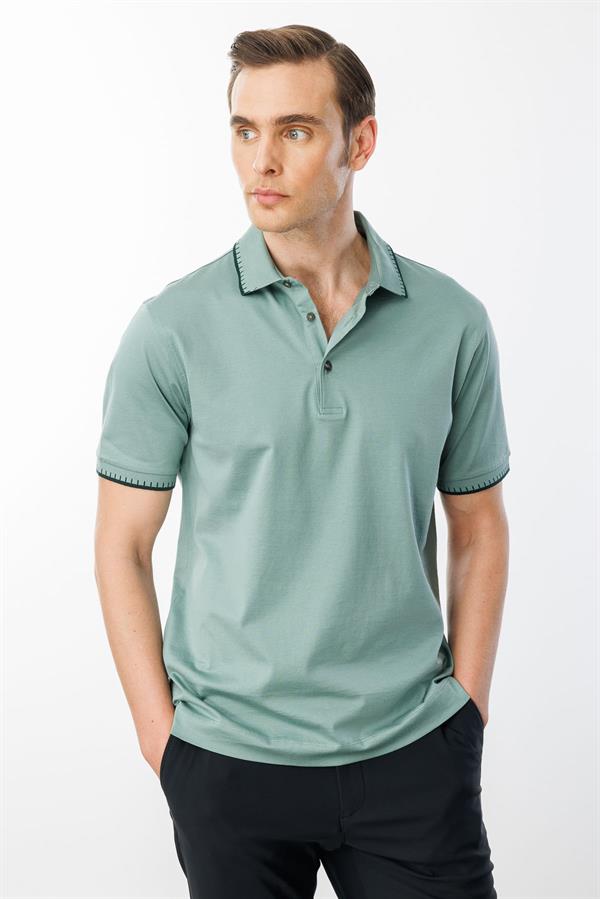 Erkek Polo Yaka Merserize T-shirt Ç.Yeşil