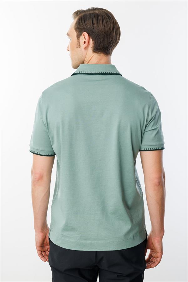 Erkek Polo Yaka Merserize T-shirt Ç.Yeşil