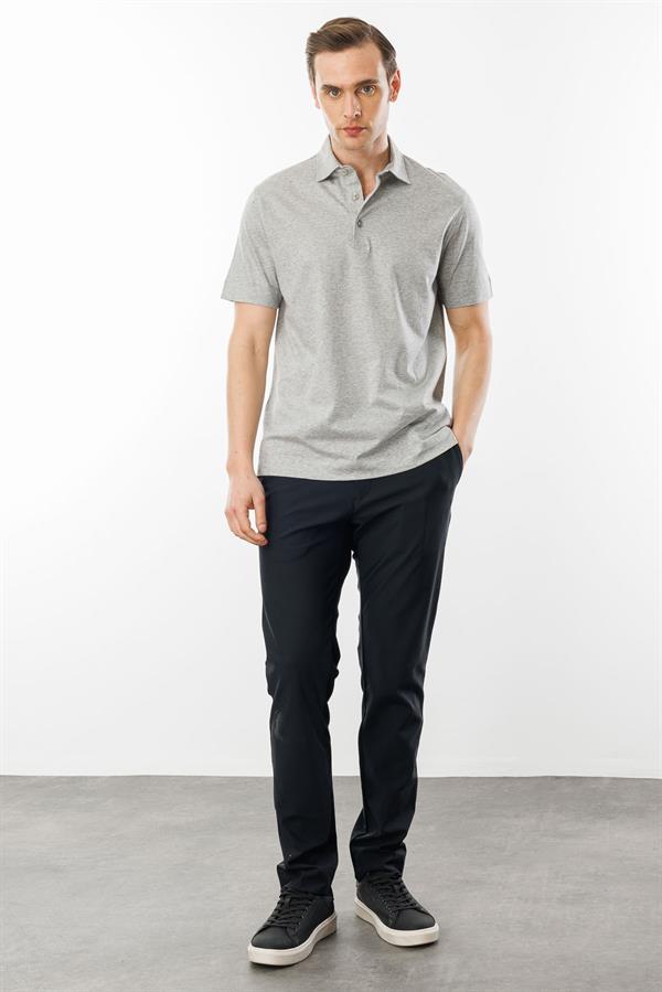 Erkek Polo Yaka Merserize T-shirt Füme