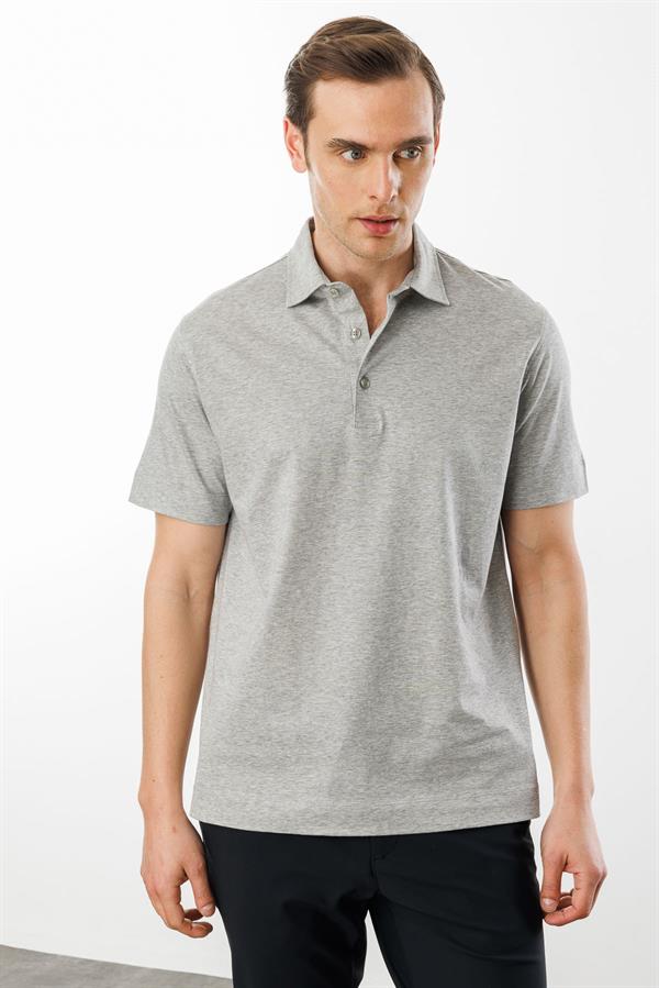 Erkek Polo Yaka Merserize T-shirt Füme