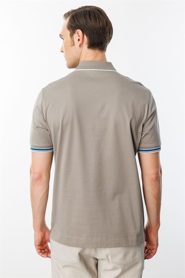 Erkek Polo Yaka Merserize T-shirt Gri