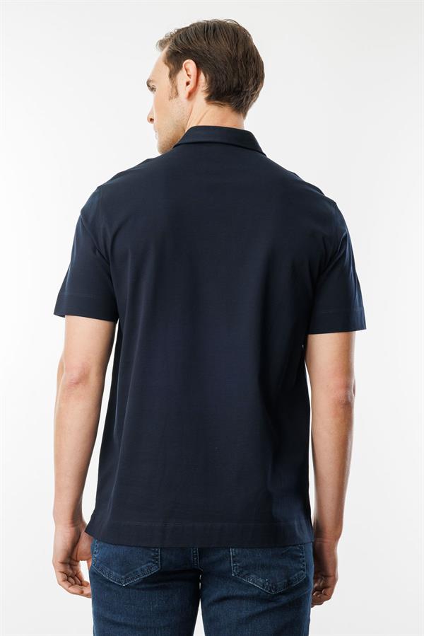 Erkek Polo Yaka Merserize T-shirt K.Lacivert