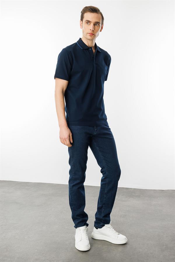 Erkek Polo Yaka Merserize T-shirt K.Lacivert