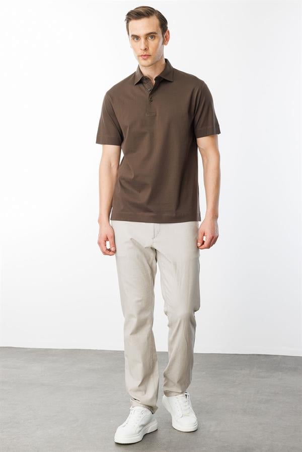 Erkek Polo Yaka Merserize T-shirt K.Kahve