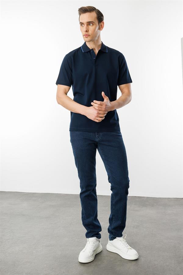 Erkek Polo Yaka Merserize T-shirt K.Lacivert