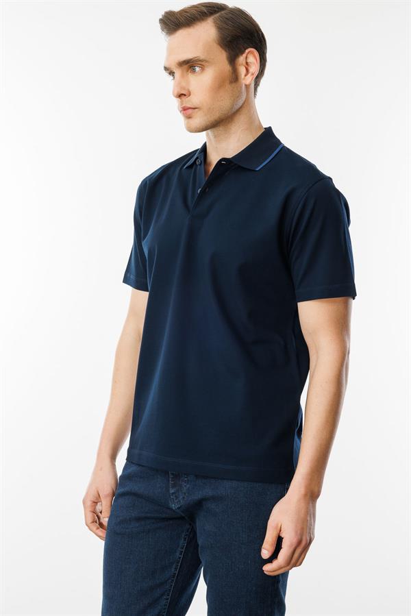 Erkek Polo Yaka Merserize T-shirt K.Lacivert