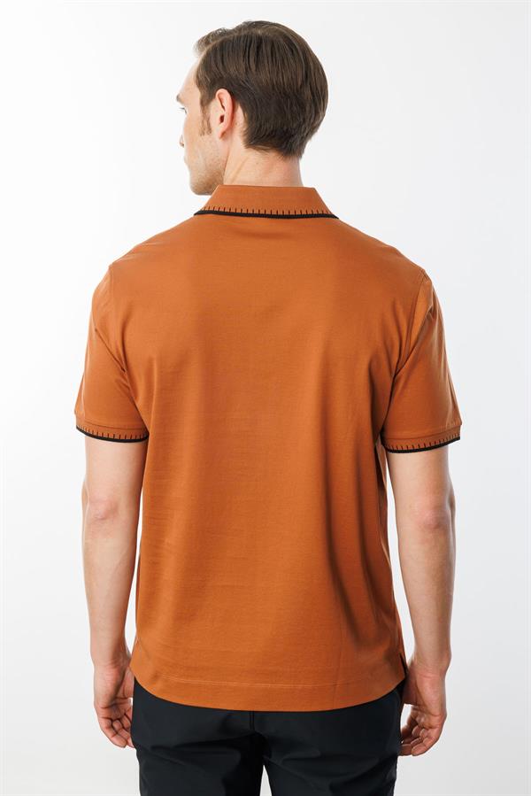 Erkek Polo Yaka Merserize T-shirt Kiremit