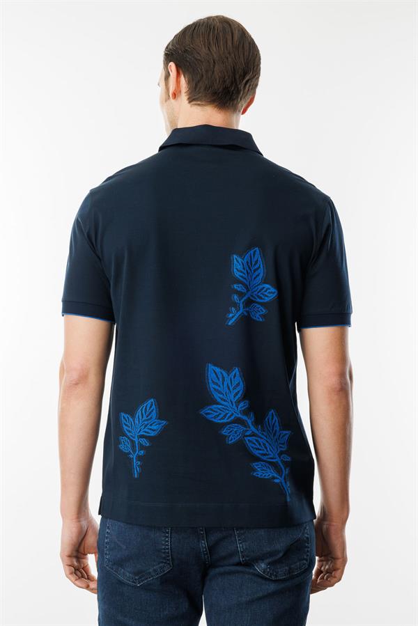 Erkek Polo Yaka Merserize T-shirt Lacivert_6