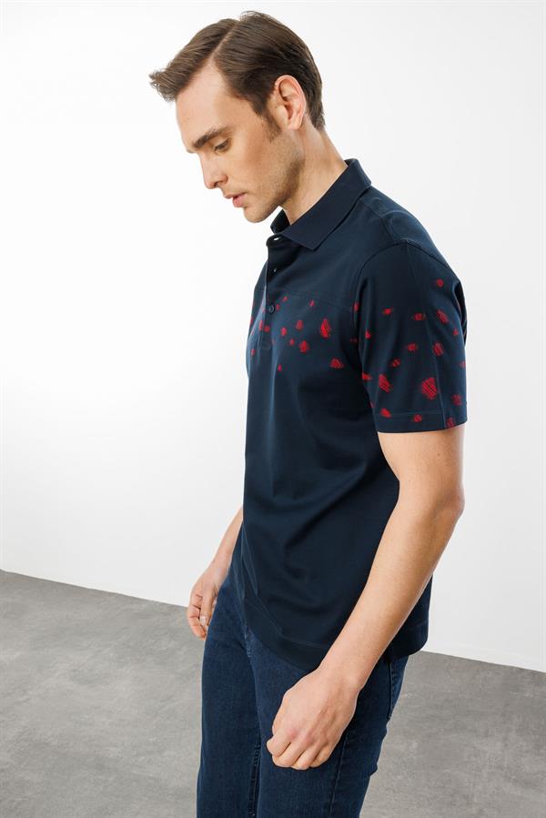 Erkek Polo Yaka Merserize T-shirt Lacivert_8