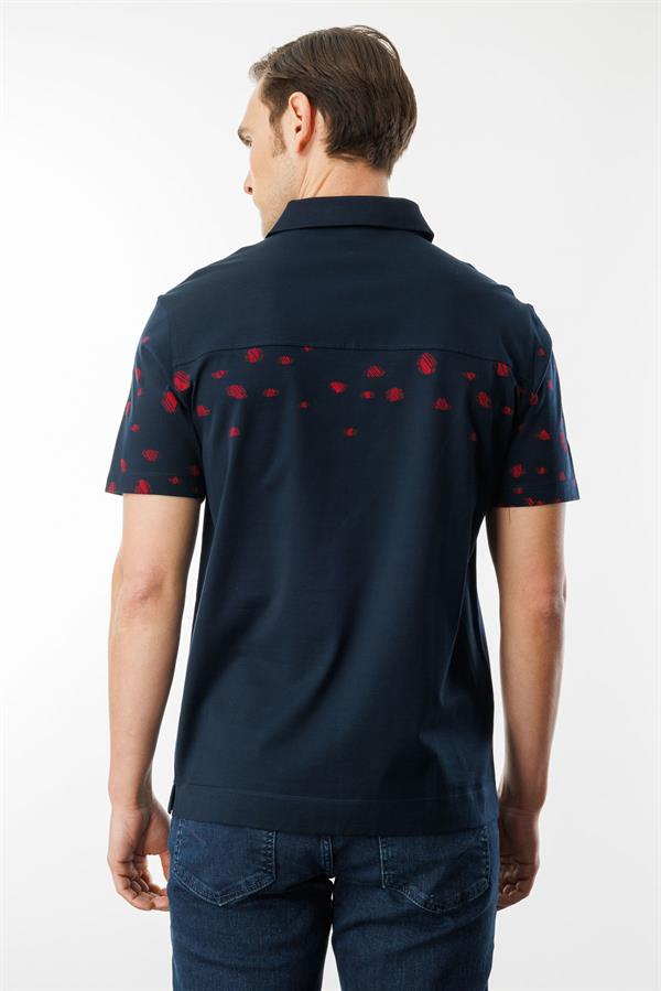 Erkek Polo Yaka Merserize T-shirt Lacivert_8