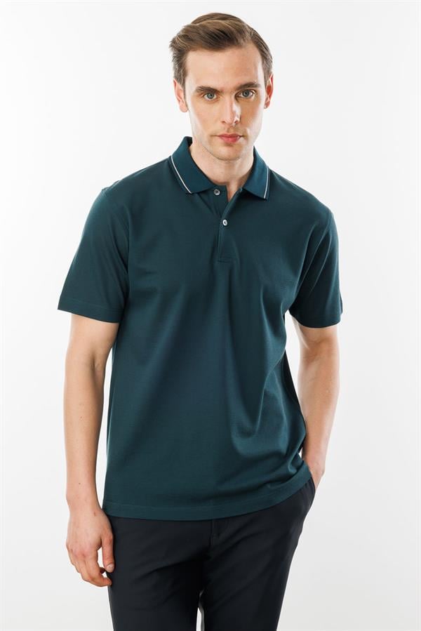 Mens Polo Neck Mercerized T-shirt N.Green