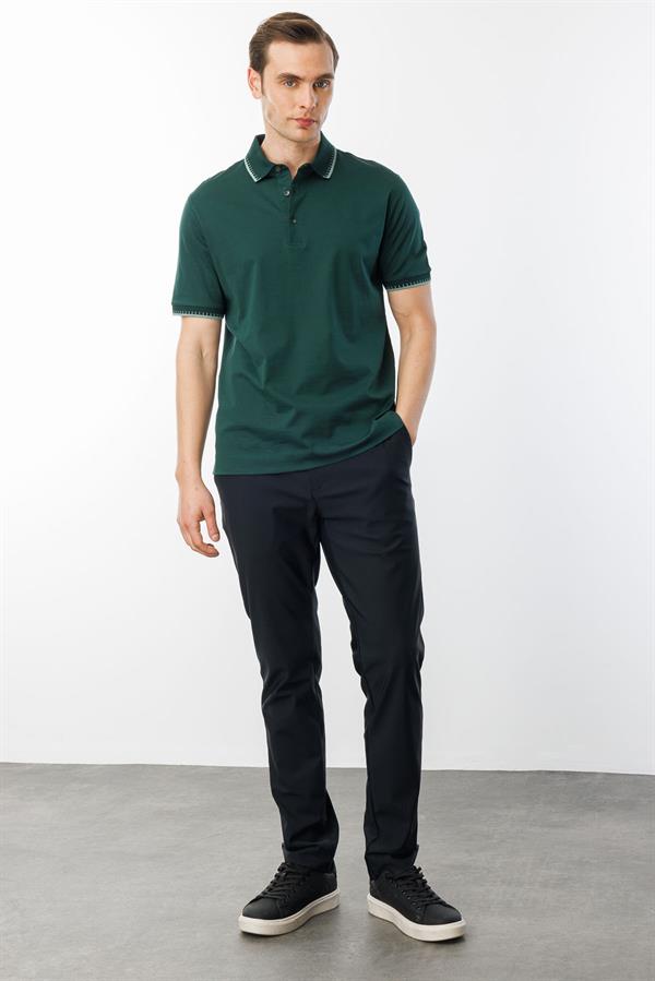Erkek Polo Yaka Merserize T-shirt N.Yeşili