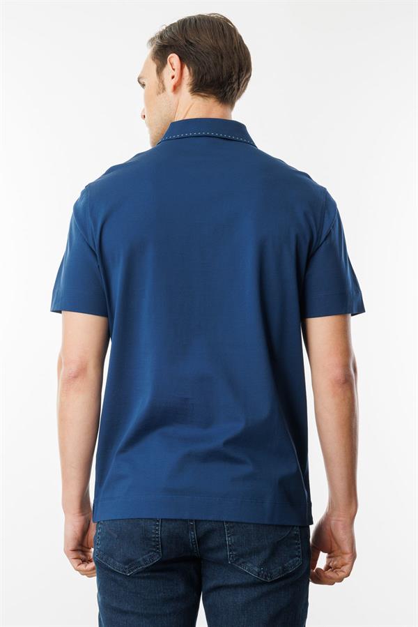Erkek Polo Yaka Merserize T-shirt Petrol