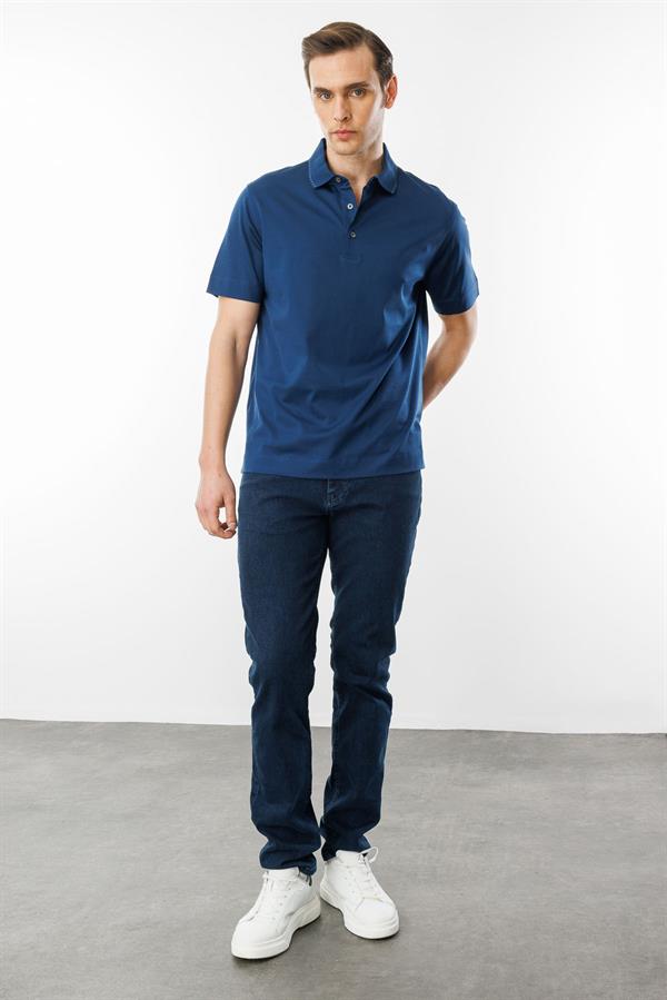Erkek Polo Yaka Merserize T-shirt Petrol