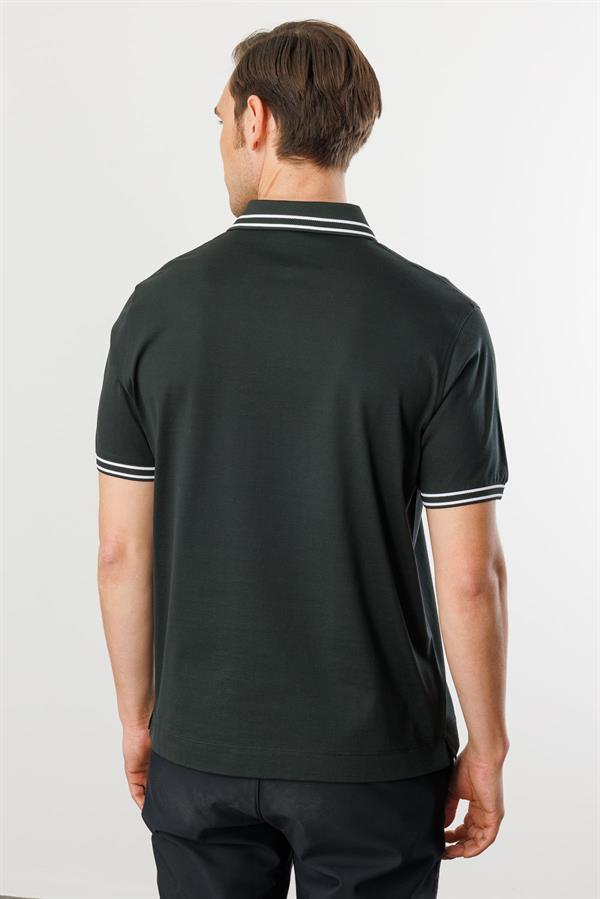 Erkek Polo Yaka Merserize T-shirt S.N.YEŞİL