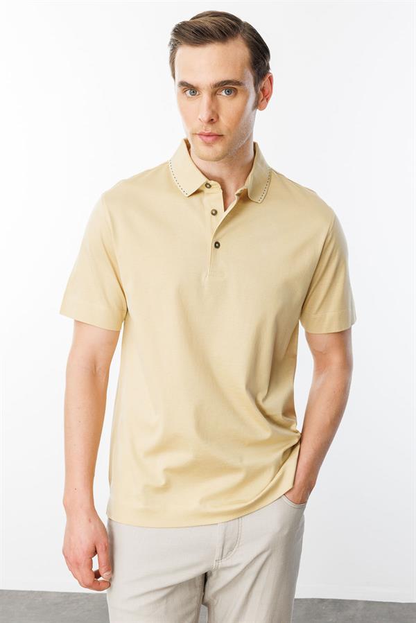 Erkek Polo Yaka Merserize T-shirt Sarı