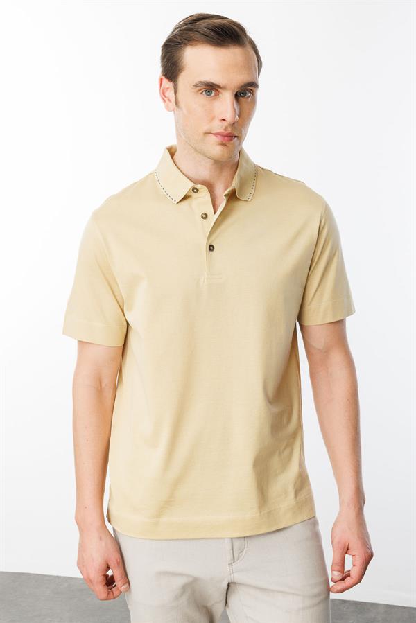 Erkek Polo Yaka Merserize T-shirt Sarı