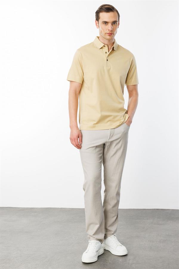 Erkek Polo Yaka Merserize T-shirt Sarı