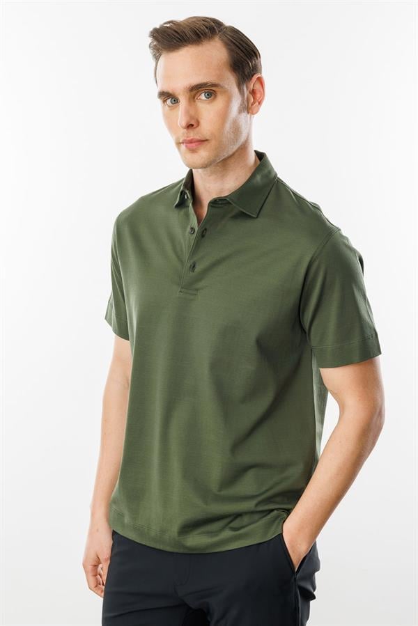 Erkek Polo Yaka Merserize T-shirt Yeşil