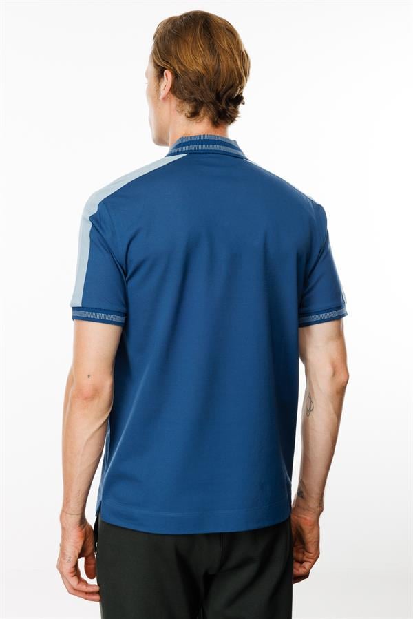 Erkek Polo Yaka Omuzu Şeritli T-shirt Parlement