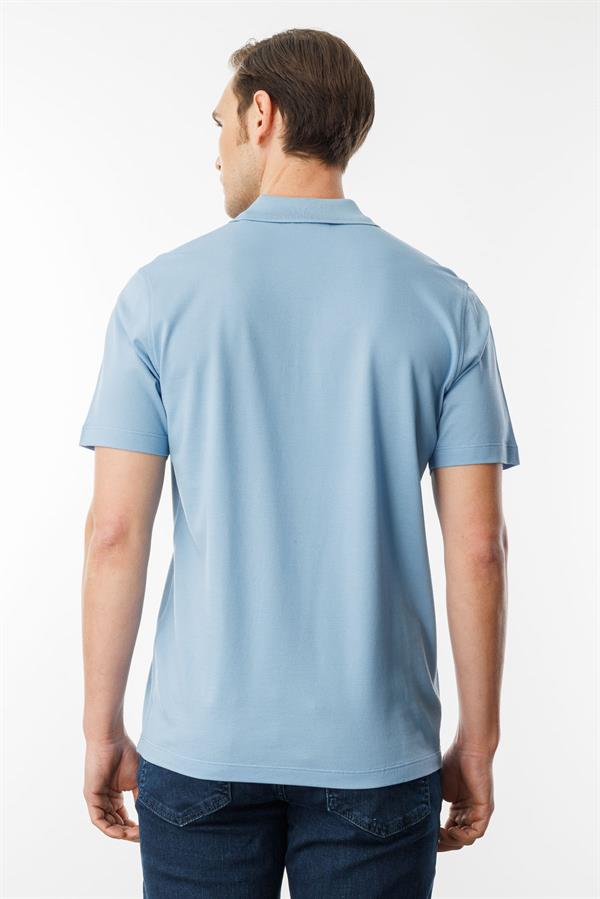 Erkek Polo Yaka Pike Merserize T-shirt K.Mavi
